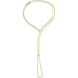 Gold Tone Herringbone Hand Chain Bracelet with Gem Accents